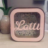 Personalized Wooden Piggy Bank with Nursery background for Kids Room Decor E62