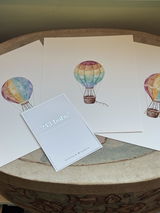 Rainbow Hot Air Balloon Nursery Watercolor Wall Art Print Set - 3 Unframed 8x10
