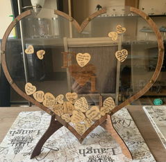 Wedding Guest Book Alternative - Double Heart form (Wood)