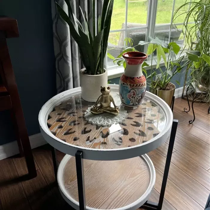 Maxax 22.44'' Tall Solid Wood Tray Top Cross Legs End Table #25001-BN