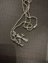 Sterling Silver Necklace, Gothic Double Crosses Pendant Necklace with Ball Chain, Statement Chain Necklace