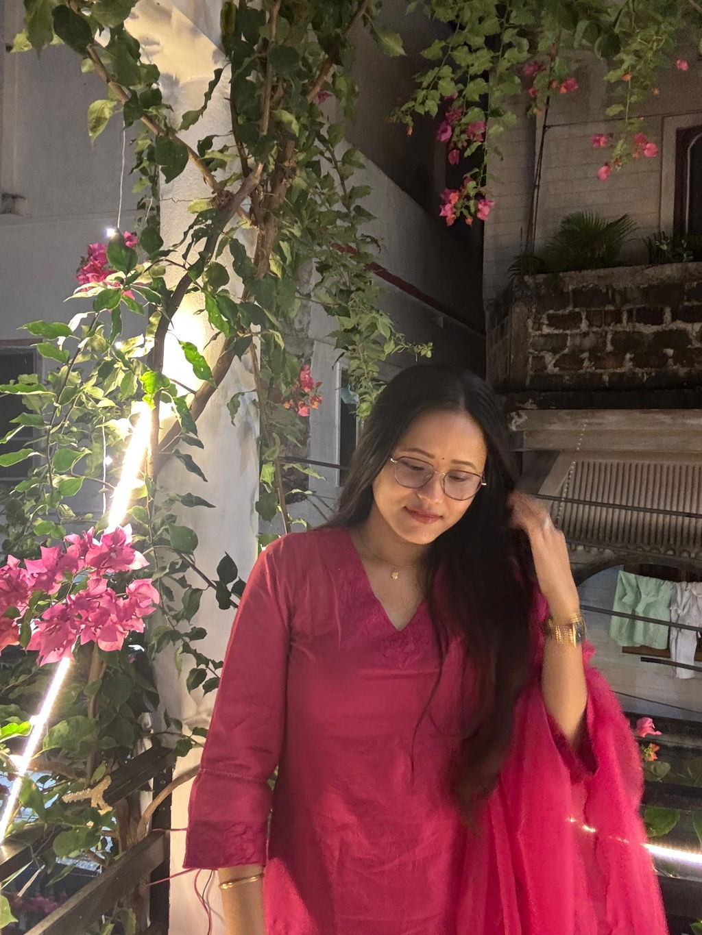 Hanya Magenta Embroidered Chanderi Suit Set
