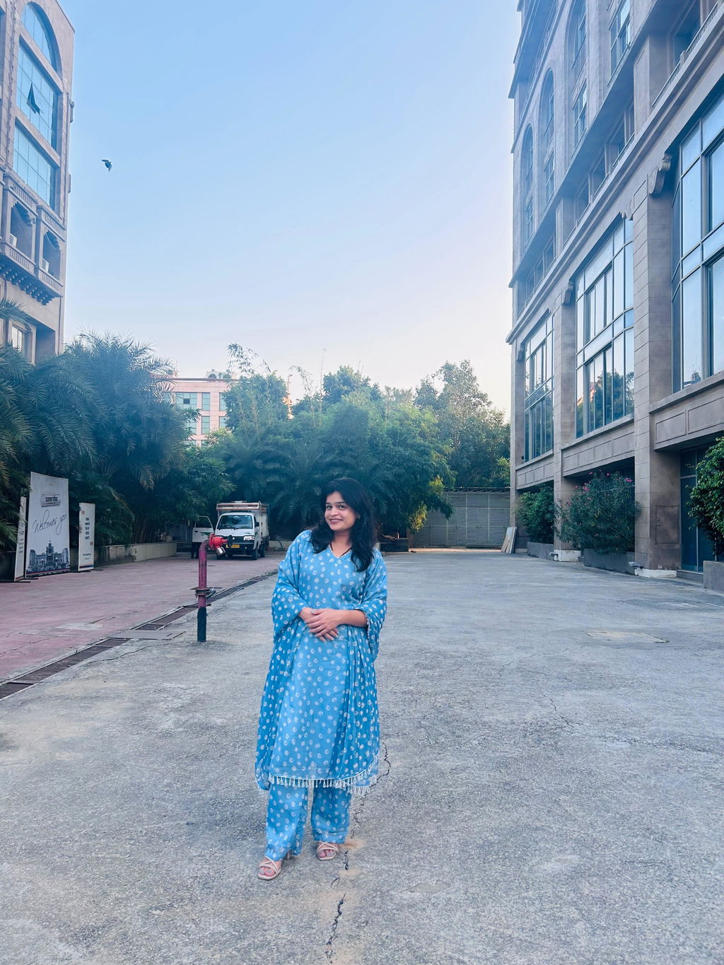 Tarang Pastel Blue Bandhani Silk Suit Set