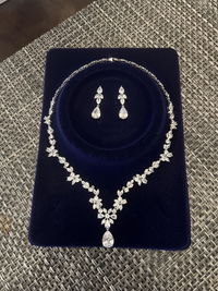 Amber - Cubic Zirconia Bridal Jewelry Set - Silver, Gold & Rose Gold