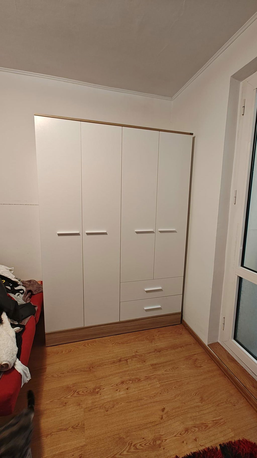 Dulap Haine Adore Base, 4 usi, 2 sertare, Alb, 137x198x52 cm
