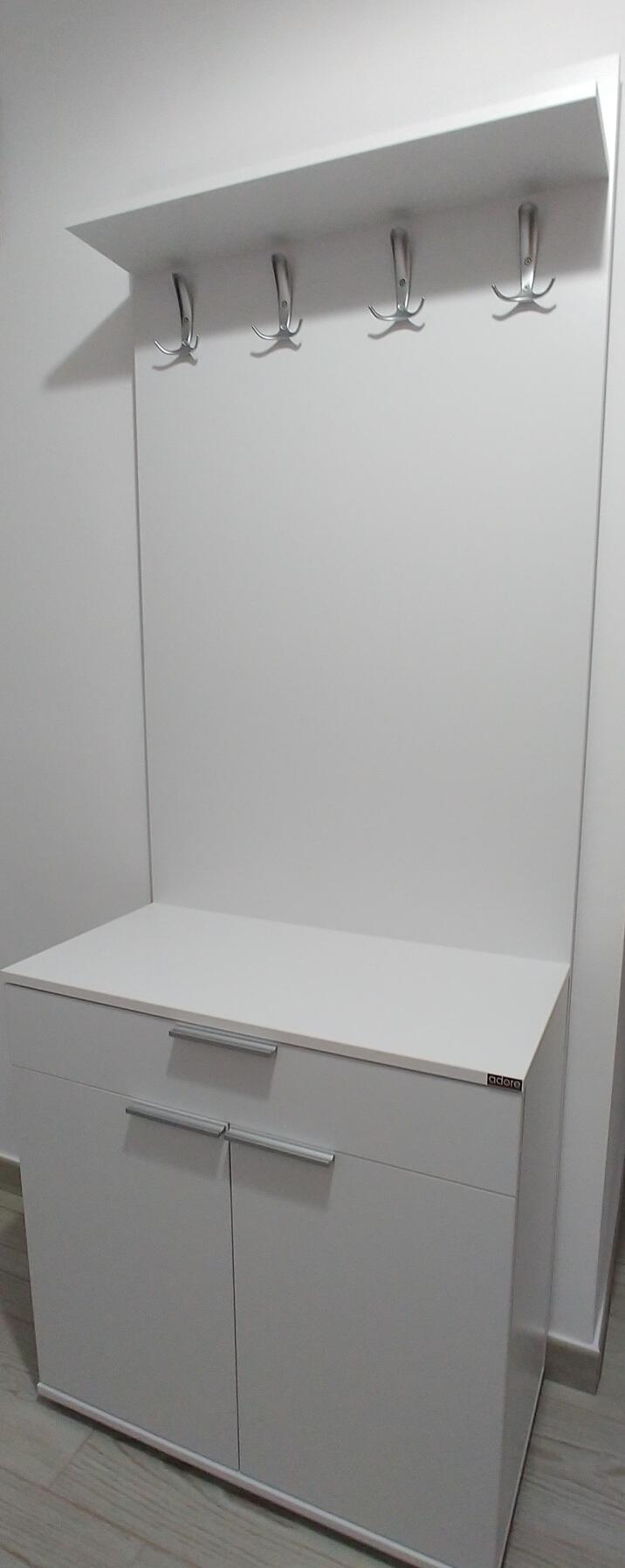 Cuier cu Pantofar Adore Porto Aero, cu Sertar, Alb - Natur, 73x187x36 cm