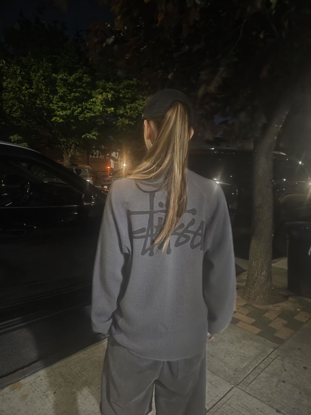 Stussy Raglan Thermal Long-Sleeve Crew Washed Black