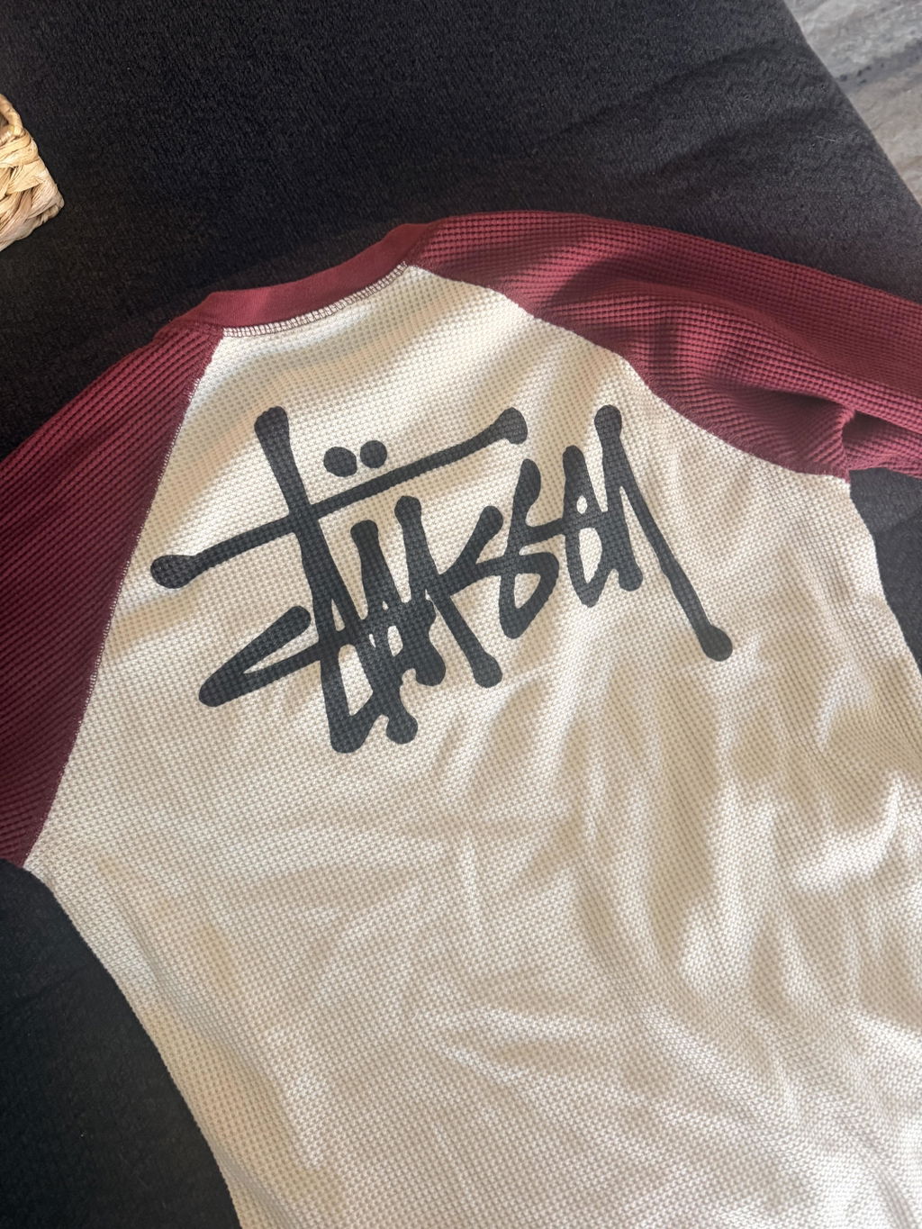 Stussy Thermal 2 Tone Raglan Shirt White