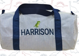 Medium Duffel | Navy Seersucker