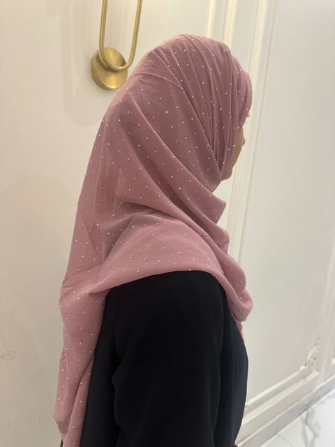 LIGHT PINK | RHINESTONE CHIFFON HIJAB