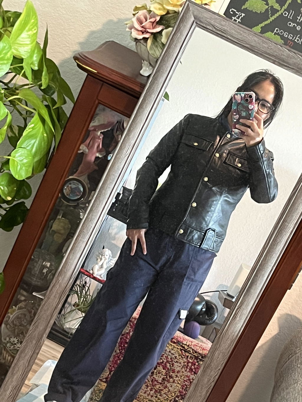 Blackpink Rose Black Collarless Leather Jacket