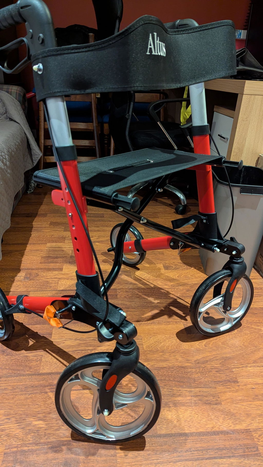 Altus Voyager Aluminium Folding Euro Rollator Walker with Seat - Red