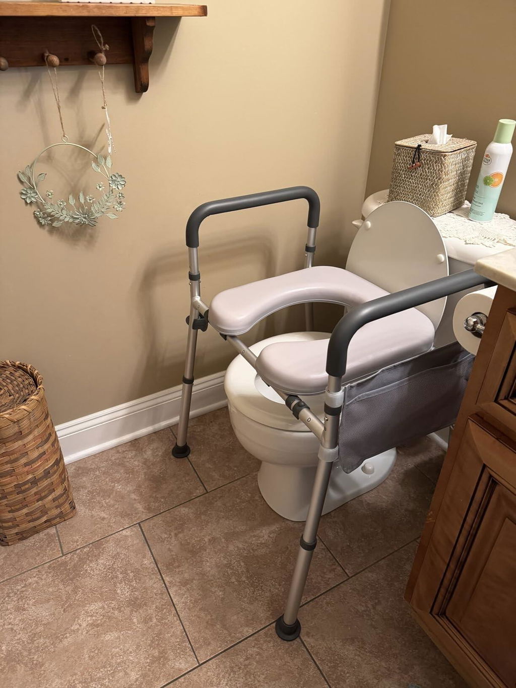 Altus Care Ergonomic Toilet Seat Riser with Built-In Commode Pan