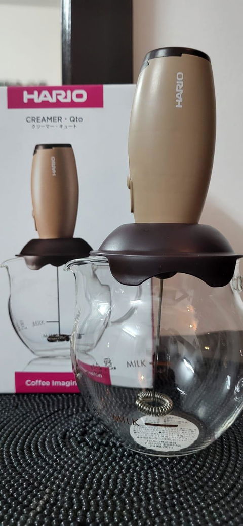 Hario | Creamer "Qto" Milk Foamer/Frother With Glass | 100 ml | Glass