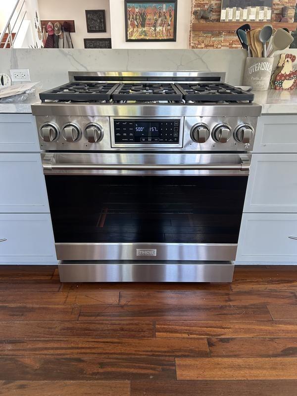 Gordon Ramsay by THOR Kitchen 36 in. Professional Gas Range with Tilt Panel Touch Control in Stainless Steel- RSG36