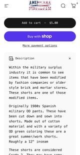 Spanish Military Trouser/Shorts Modified GRADE 2