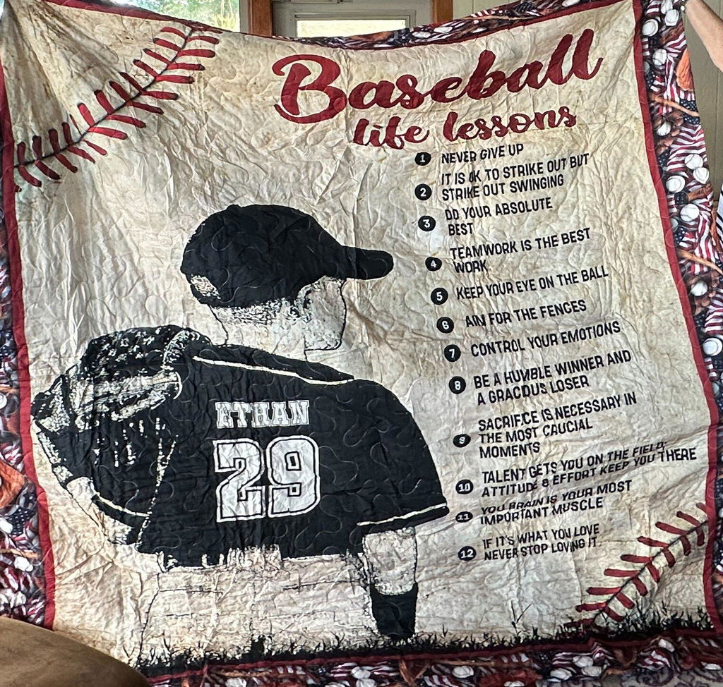 Personalized Quilt or Duvet Cover Bedding 3-Piece Set - Baseball Theme Boy's Custom Name Quilt or Duvet Cover