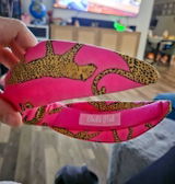 Hot Pink Jaguar Topknot Headband for women, Hot Pink, Leopard Print, Padded headband comfortable headband, and wide headband.