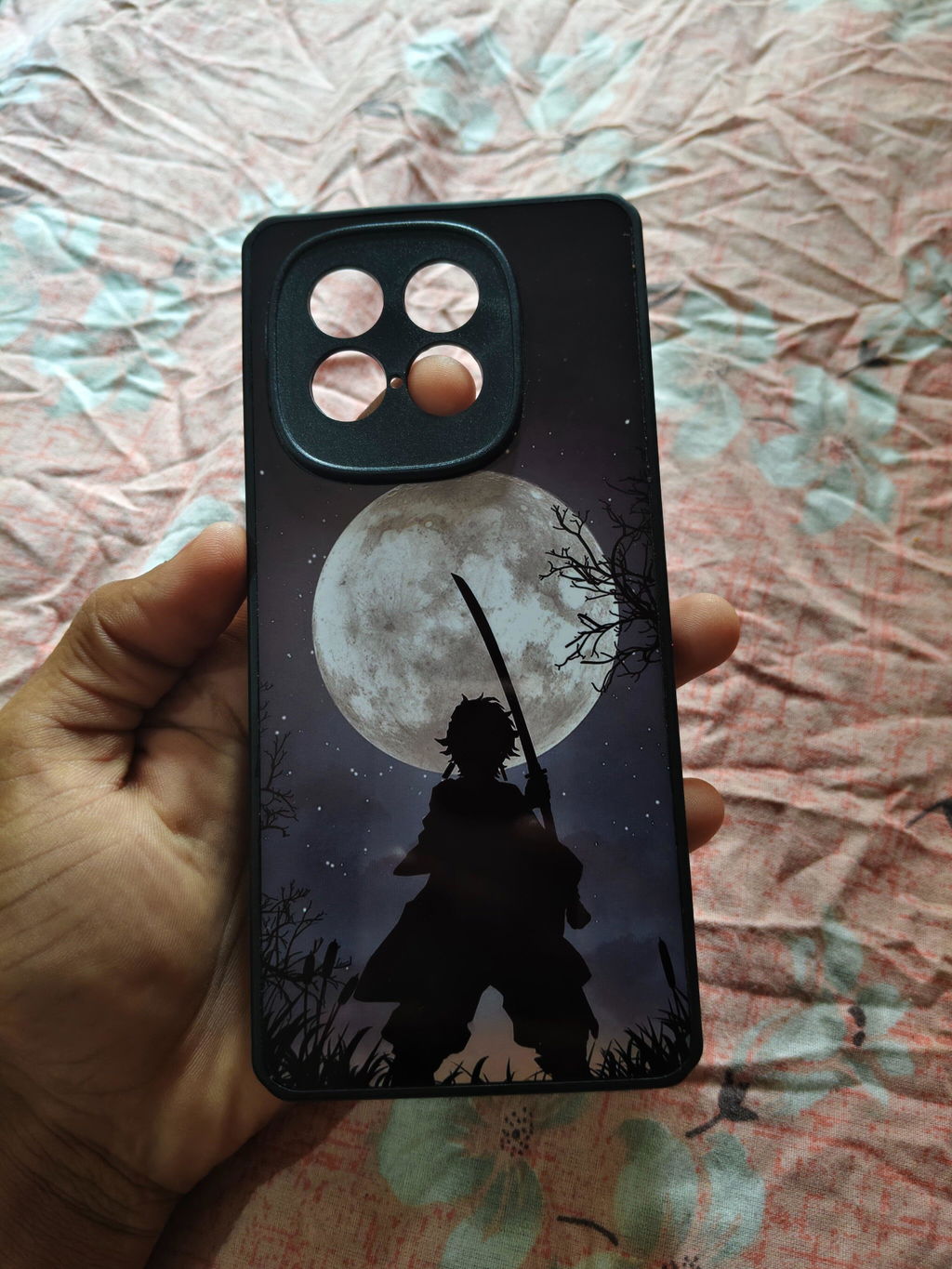 Tanjiro White Moon Silicone Armored Phone Case