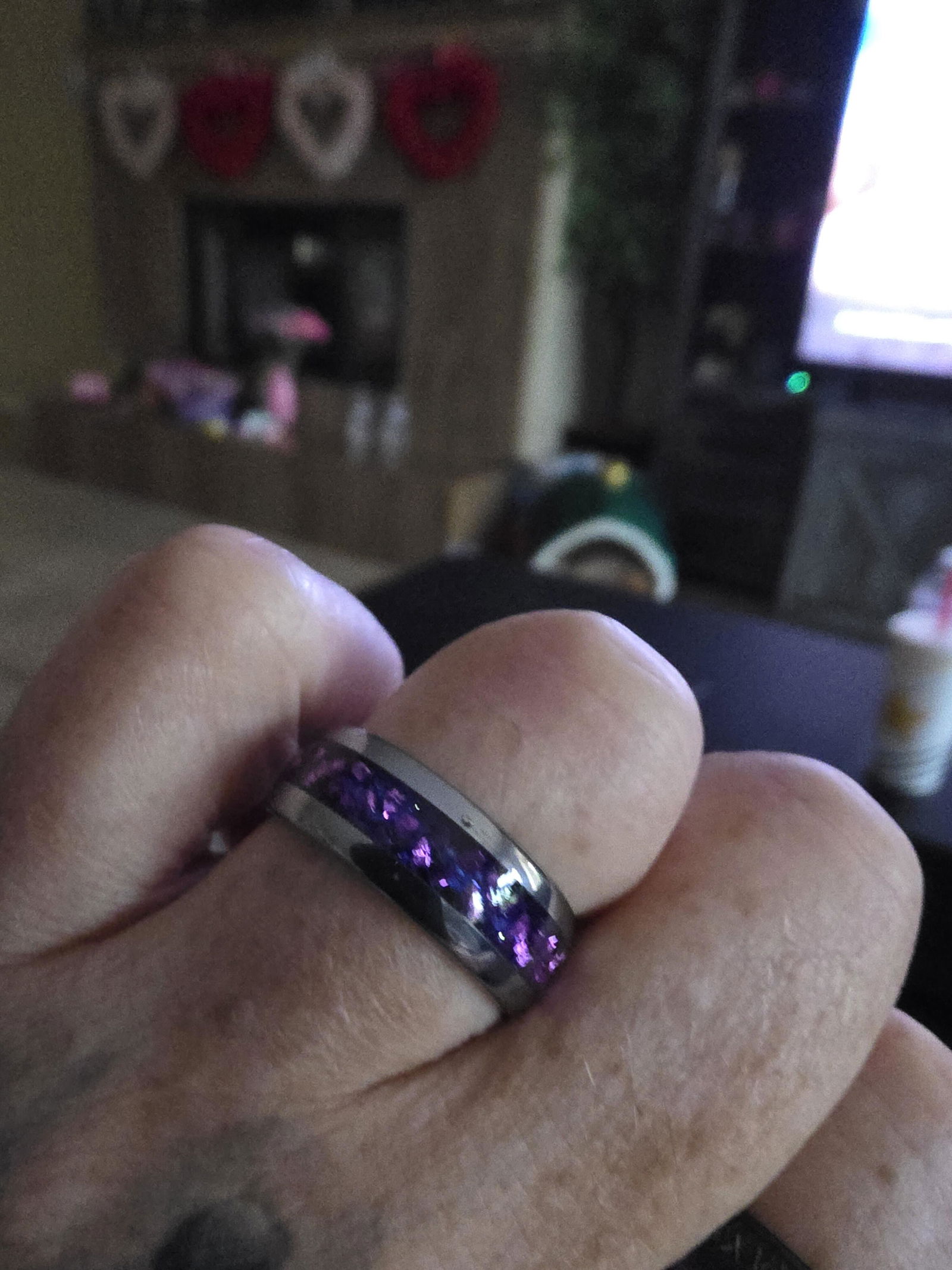 Mens Tungsten Wedding Band – Purple Nebula 8mm Cosmic – Aquamarise