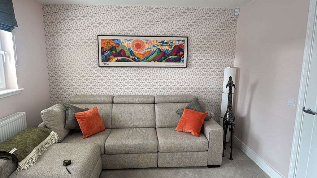 Yayoi Kusama Long Framed Canvas Mount Fuji Dots Wide Canvas For Office