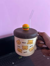 Coddle Bear Ceramic Cup (With Lid and Straw)