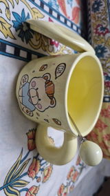 Tiny Greets Ceramic Mug (With Spoon and Lid) - Teddy