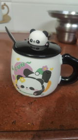 Panda Petals Ceramic Mug (With Spoon and Lid)