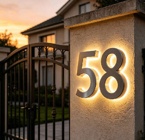 Lighted House Number Sign - Customizable LED Address Plaque for Home, Perfect for Night Visibility & Curb Appeal