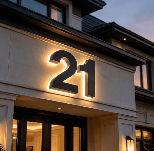 Modern Illuminated House Numbers Light Up House Number Signs Outdoor Lit House Numbers Led Address Solar Backlit House Numbers