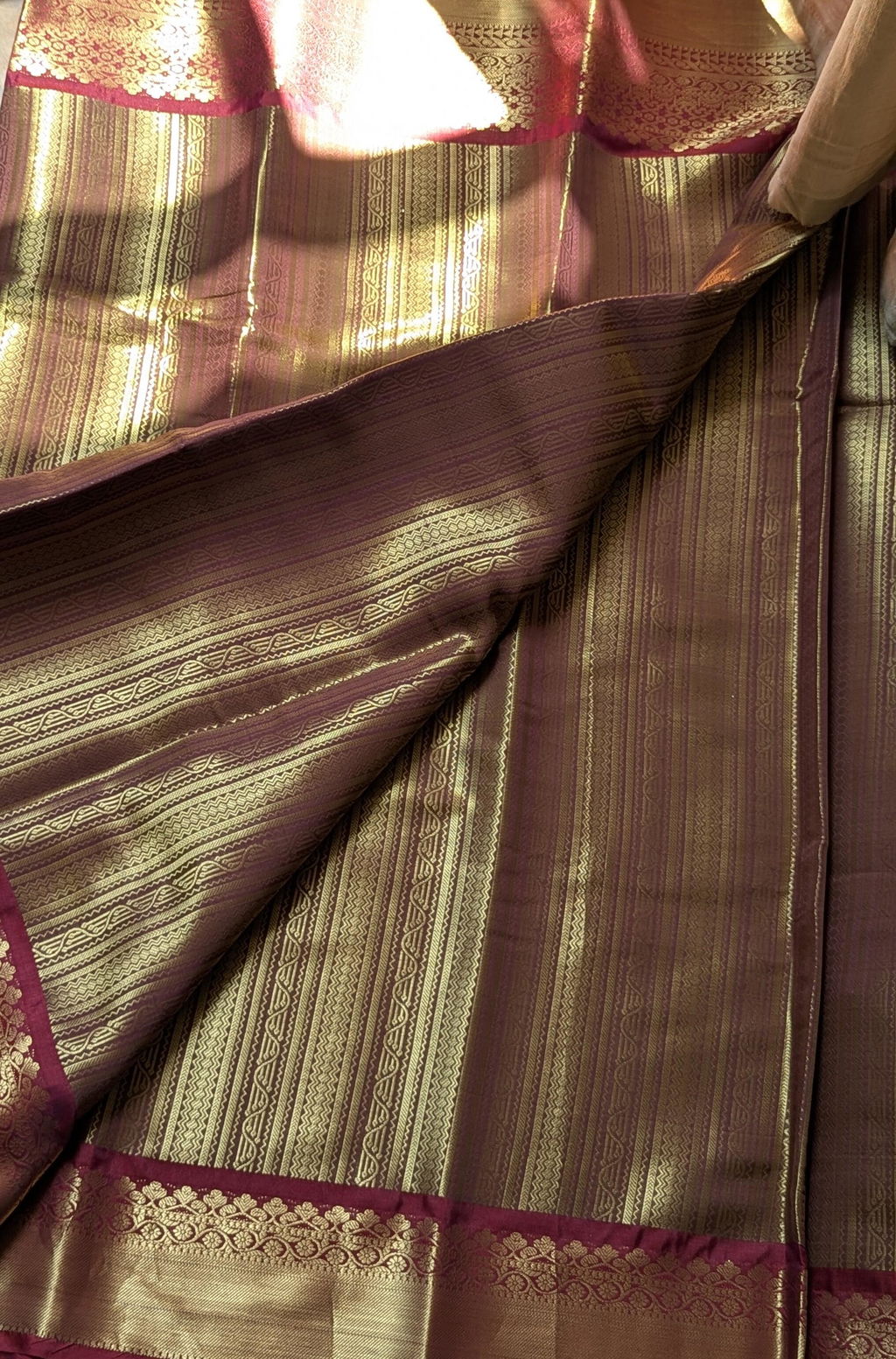 Banarasi Kora Saree With Zari Weaving & Border- Gold
