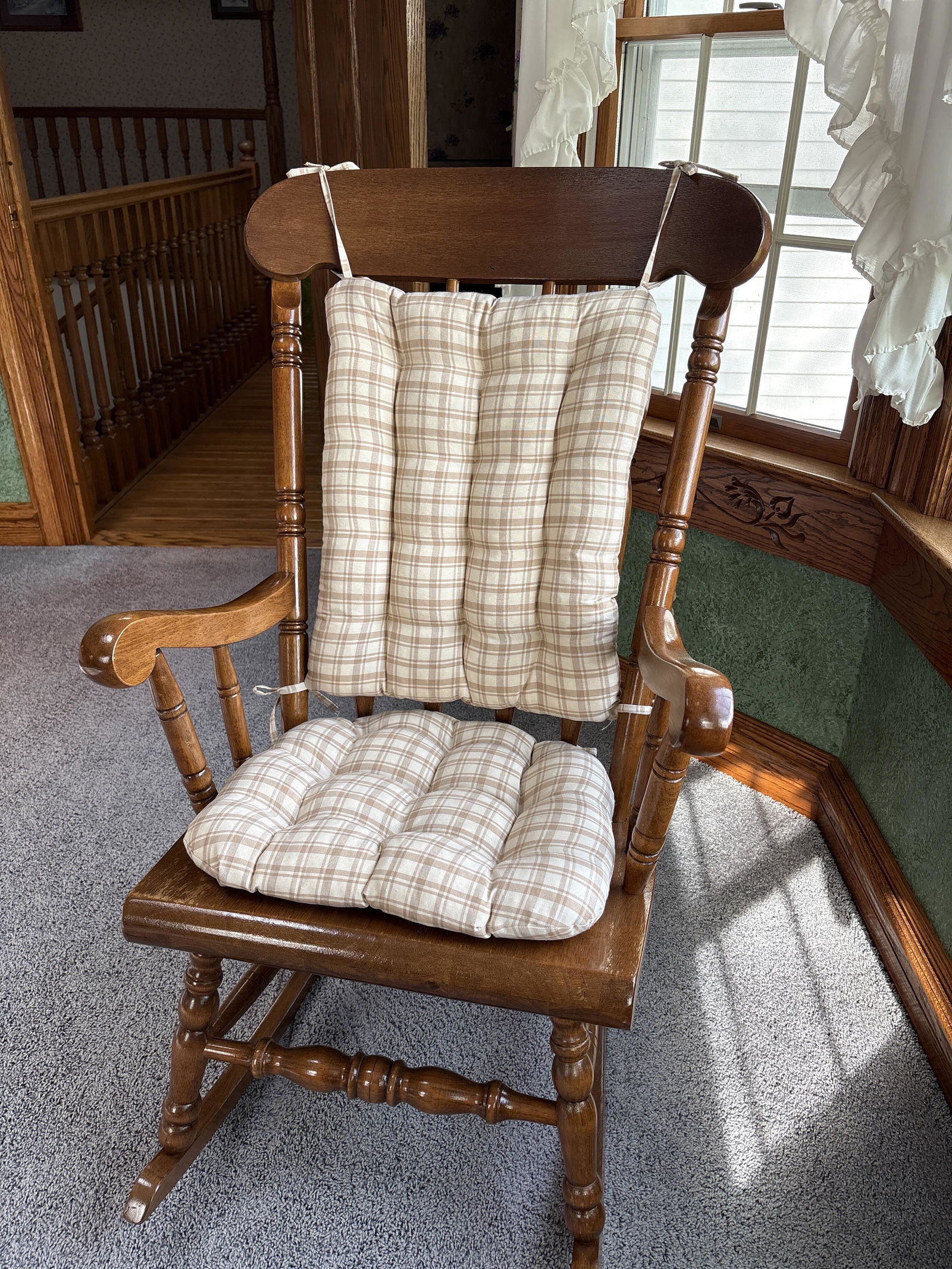 Ticking Stripe Navy Blue Rocking Chair Cushions - Made in USA - 100% C