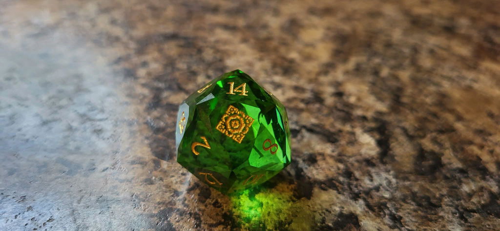 Custom Personalized dice - prismatic glass dice, can be engraved with text and logo