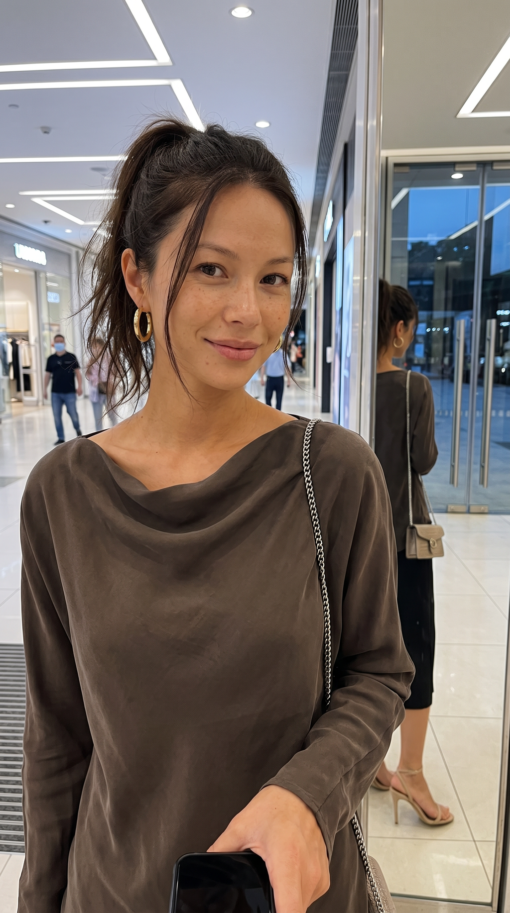 Customer photo for Cupro Cowl-Neck Long-Sleeve Top