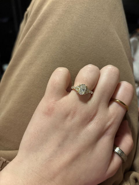 2.0CT Oval Moissanite Diamond Cluster Engagement Ring