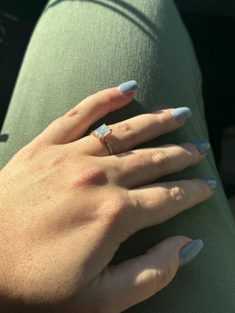 4.0CT Emerald Cut Moissanite Hidden Halo Engagement Ring