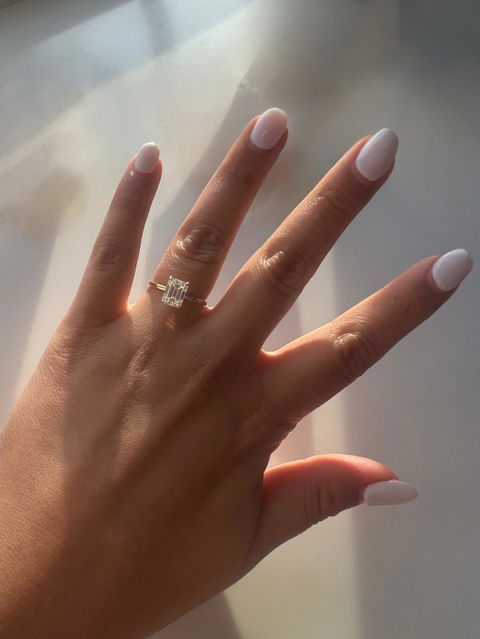 2.0CT Emerald Cut Moissanite Hidden Halo Engagement Ring