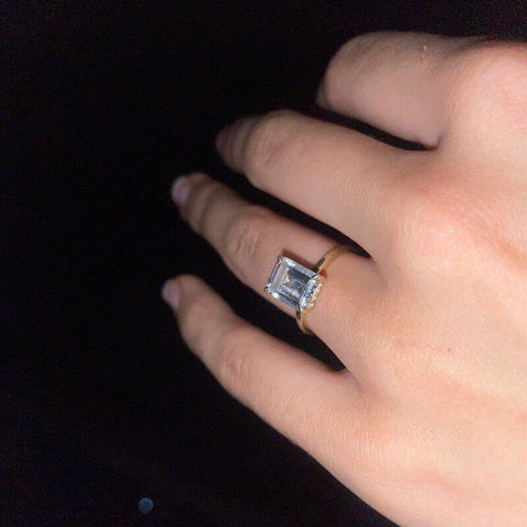 2.50 CT Emerald Cut Solitaire Moissanite Engagement Ring