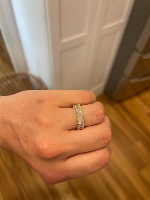 Emerald Cut Moissanite Diamond Full Eternity Wedding Band