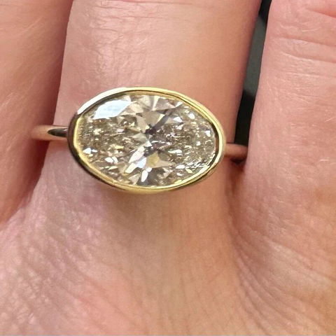 1.50 CT Oval Cut Bezel Setting Moissanite Engagement Ring