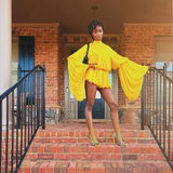 Bell-Sleeve Ruched Top & Shorts Set
