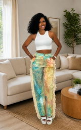Fringe Combo Printed Pants