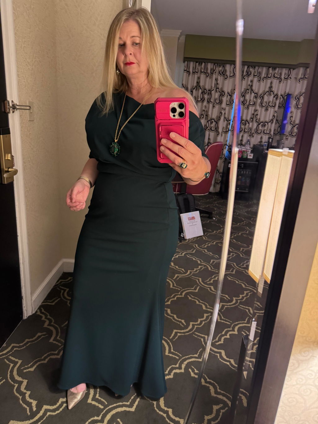 “Madeline” Scuba Crepe Off The Shoulder Dress