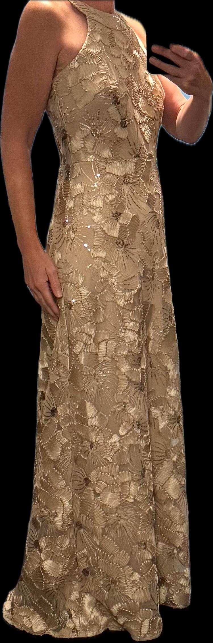 “Fabiana” Soutache Sequin Halter Neck Dress