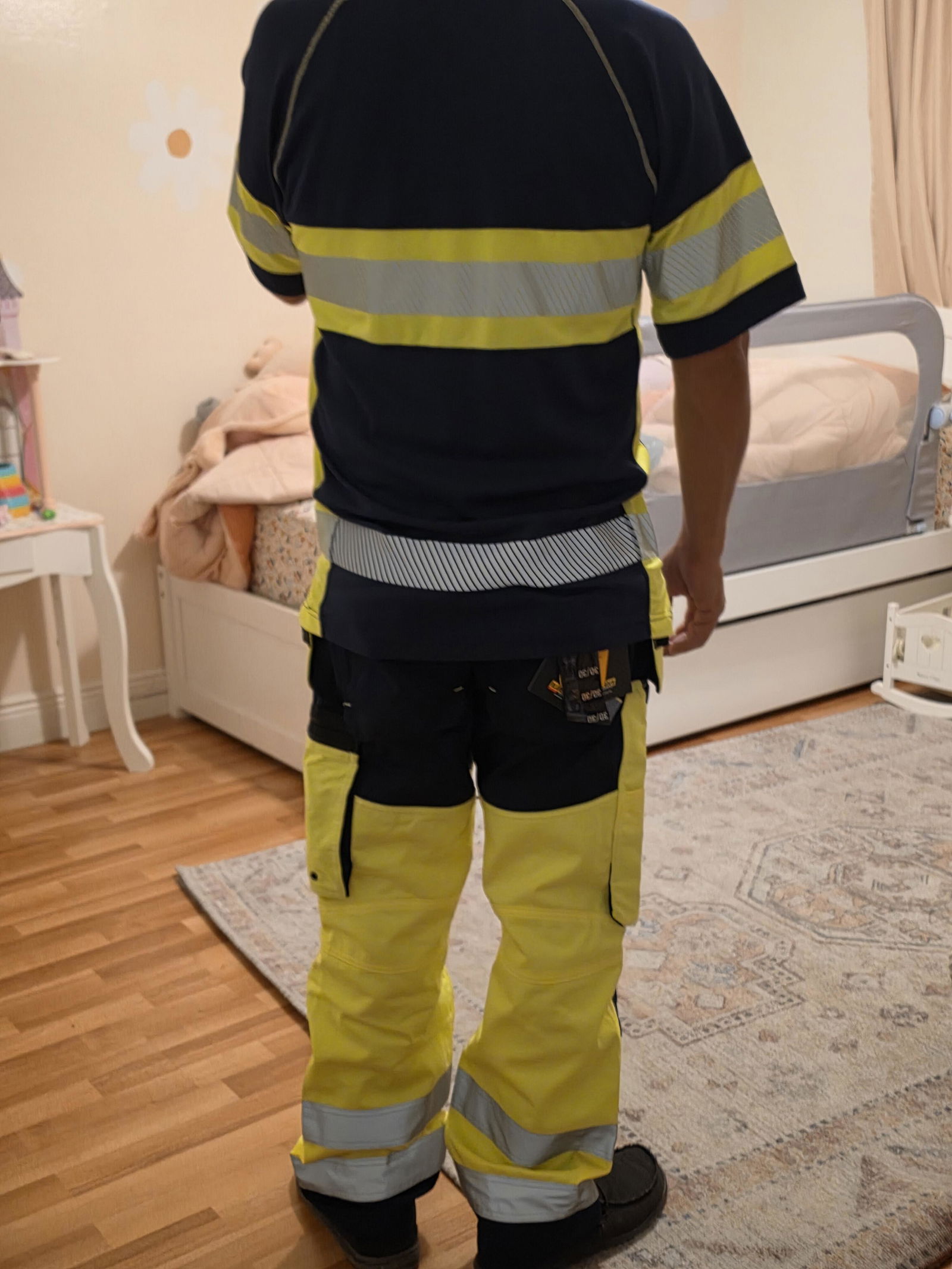 HI-VIS X1600 WORK PANTS - Yellow Hi-viz/Navy blue – Blåkläder