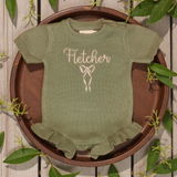 Short Sleeve Ruffle Knit Romper - 100% Cotton