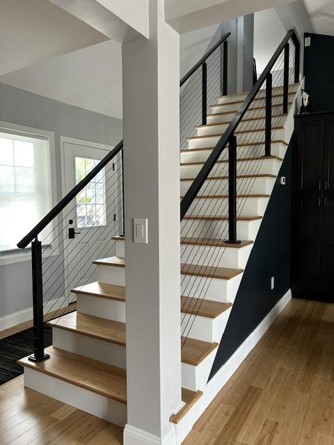BLIKA 36'' & 42'' Black Surface Mount Stair Cable Railing System DIY Kit (4FT - 20FT, Angled Drilled) - 3/16" Cable & Hardware