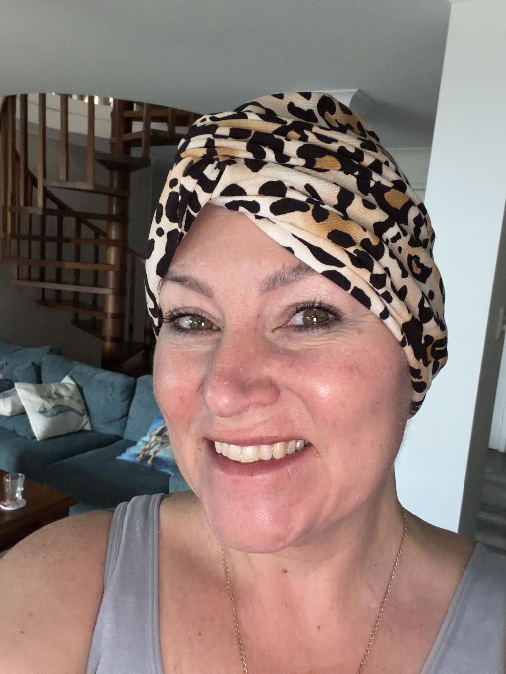 Mocha Leopard Turban Hat