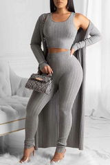 Women's Stylish Gray Three-Piece Pant Set