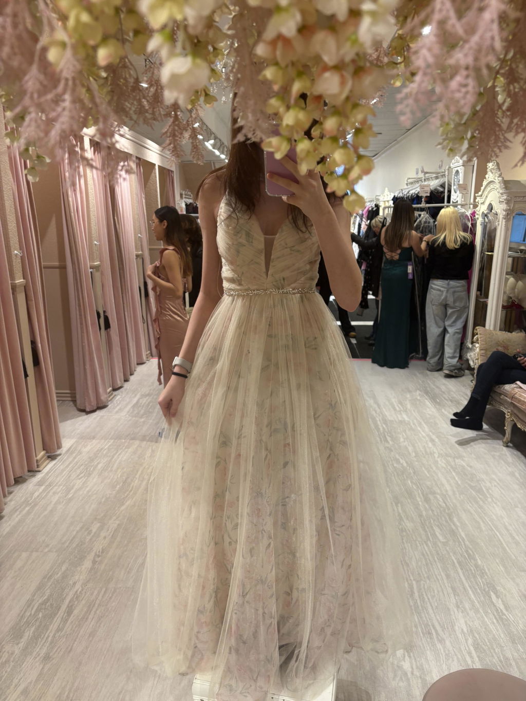 Majah Blush Maxi Floral Tulle Dress | Boutique 1861